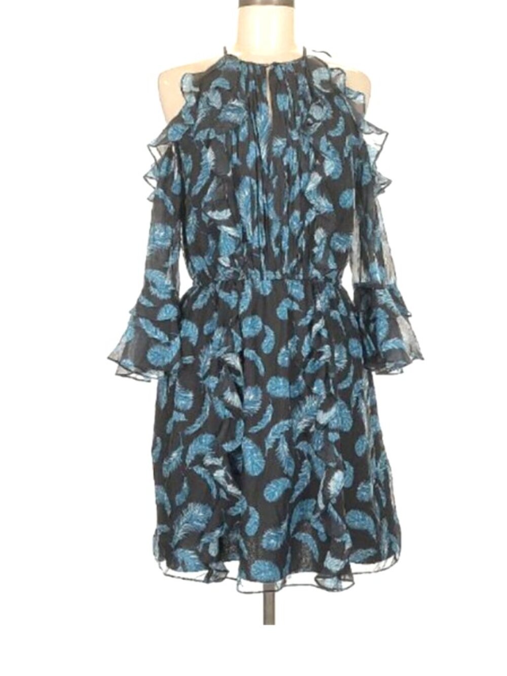 Rachel Zoe Teal and Black 100% Silk Mini Cocktail Dress - Size S - Like New
